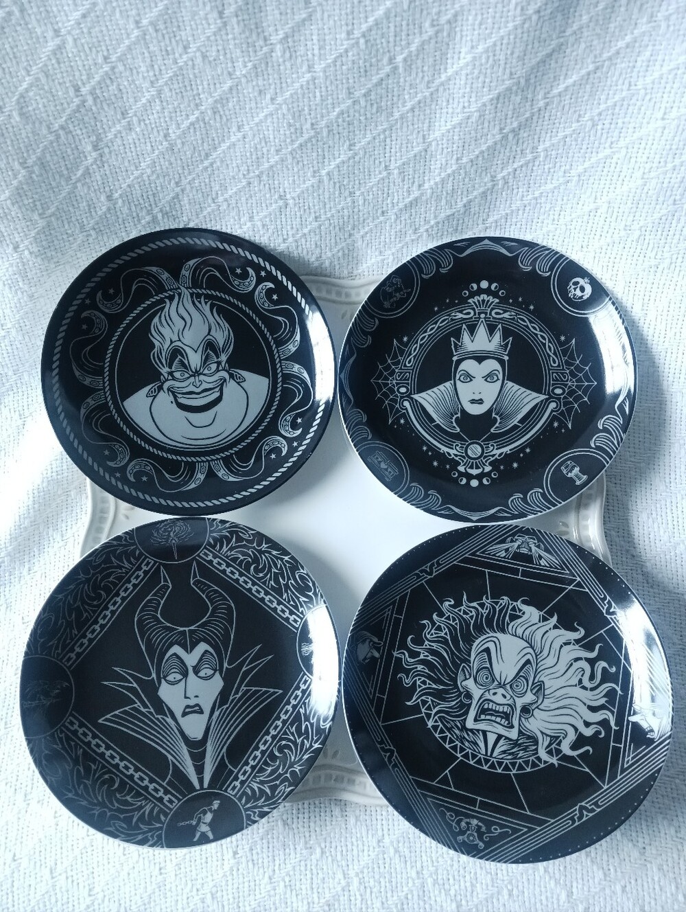 Disney Villains Black and White Decorative Plates